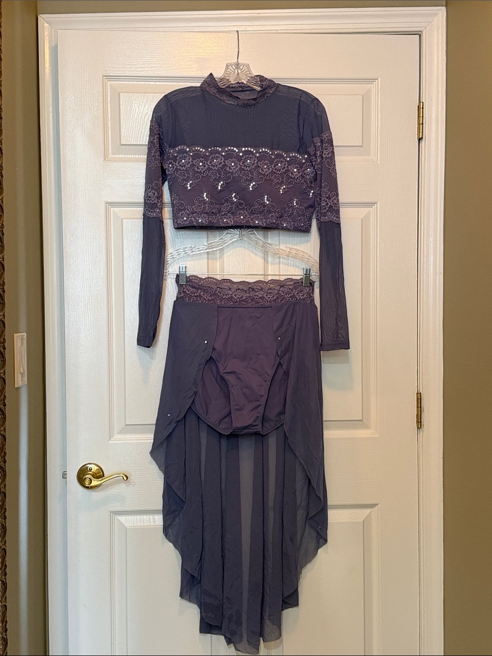 balera Purple Lace High-Low Skirt Set